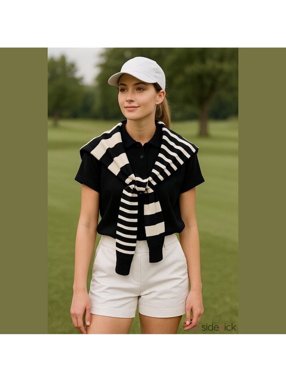 Preppy Striped Sweater Shawl OS - Picture 2 of 2